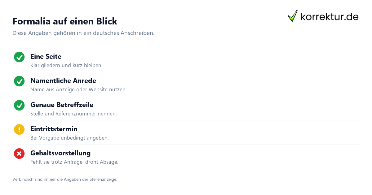 Checkliste für ein Anschreiben für den deutschen Arbeitsmarkt