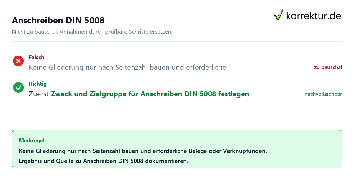 Ungeeignete und belastbare Vorgehensweise bei Anschreiben DIN 5008