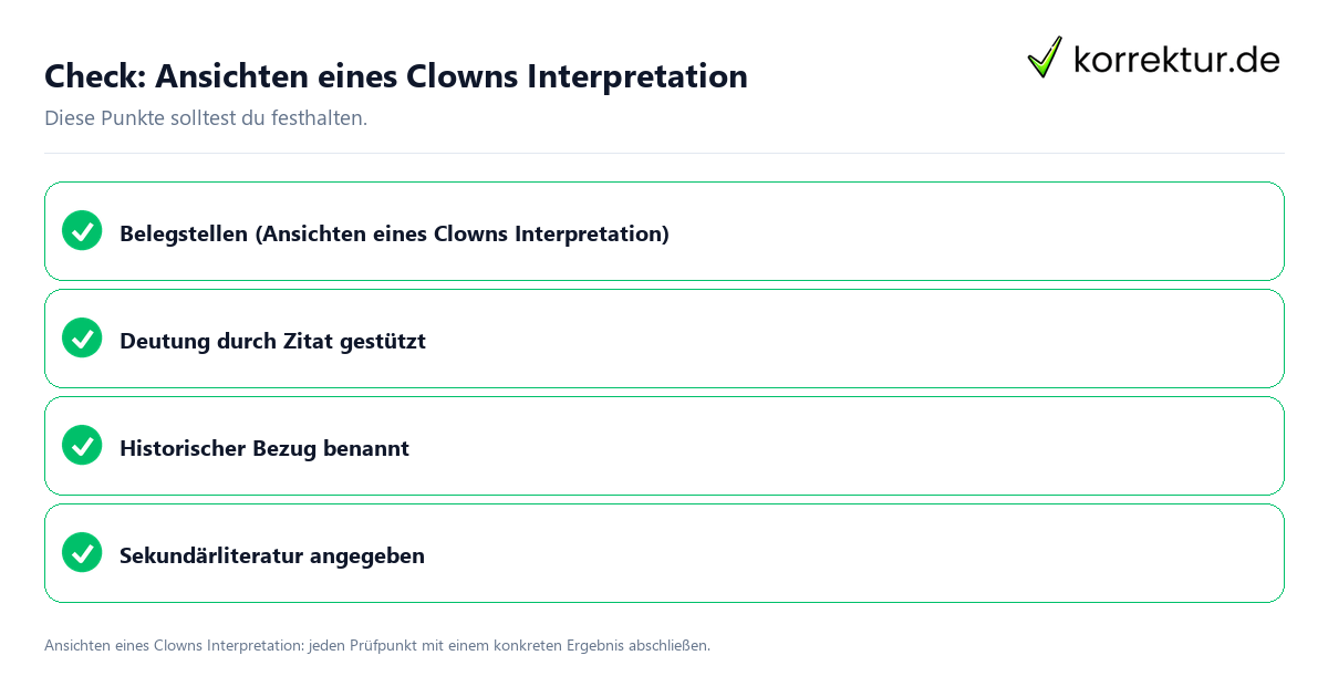 Ansichten eines Clowns Interpretation mit einer themenspezifischen Checkliste