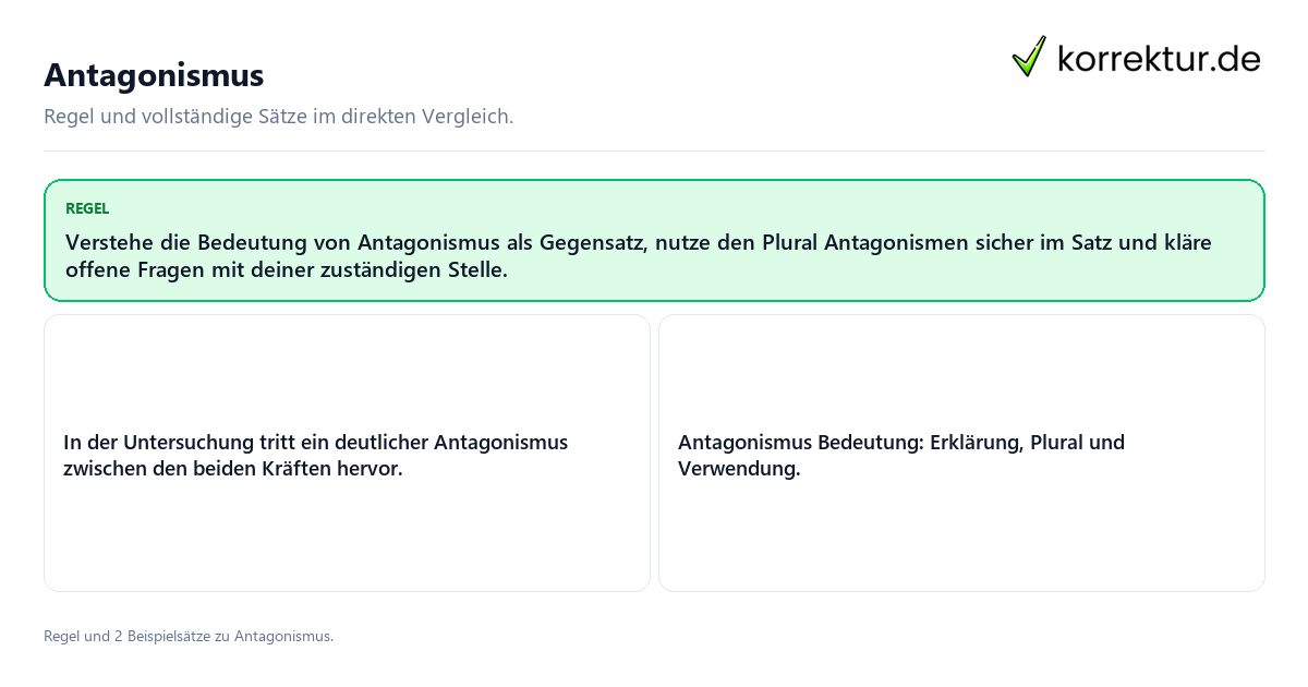 Antagonismus Konkrete Regel und vollständige Beispielsätze zu Antagonismus