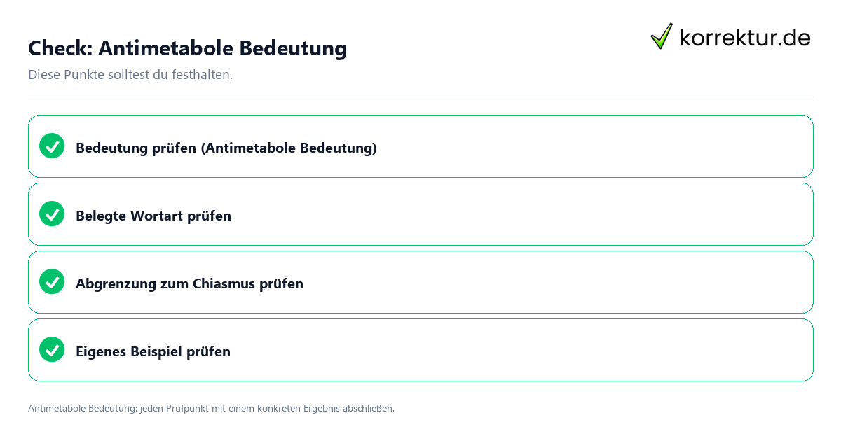 Antimetabole Bedeutung mit einer themenspezifischen Checkliste