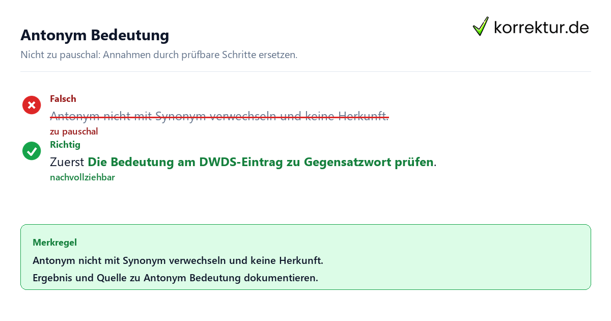 Antonym Bedeutung Ungeeignete und belastbare Vorgehensweise bei Antonym Bedeutung