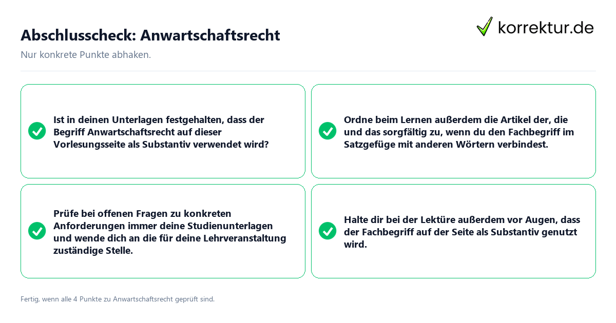 Abschlusscheck: Anwartschaftsrecht Konkreter Abschlusscheck zu Anwartschaftsrecht