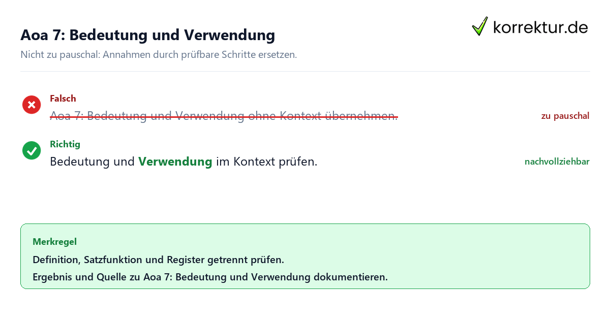 Aoa 7: Bedeutung und Verwendung Ungeeignete und belastbare Vorgehensweise bei Aoa 7: Bedeutung und Verwendung