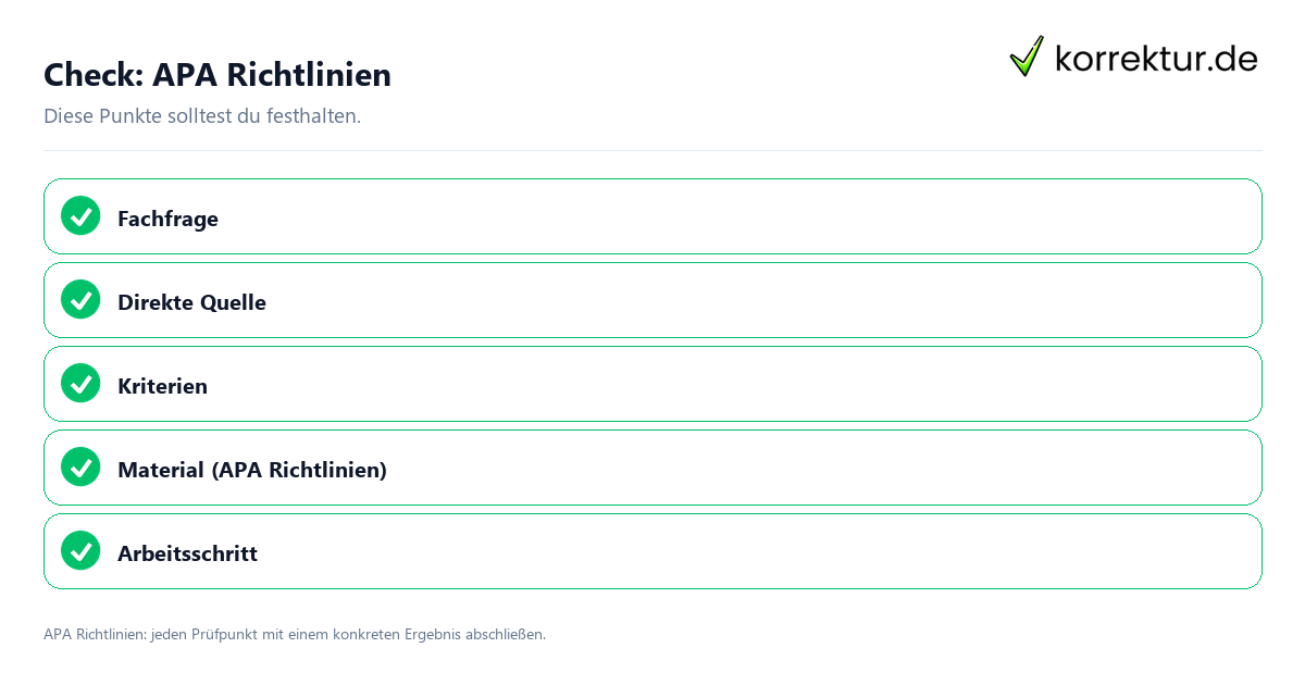 Check: APA Richtlinien APA Richtlinien mit einer themenspezifischen Checkliste