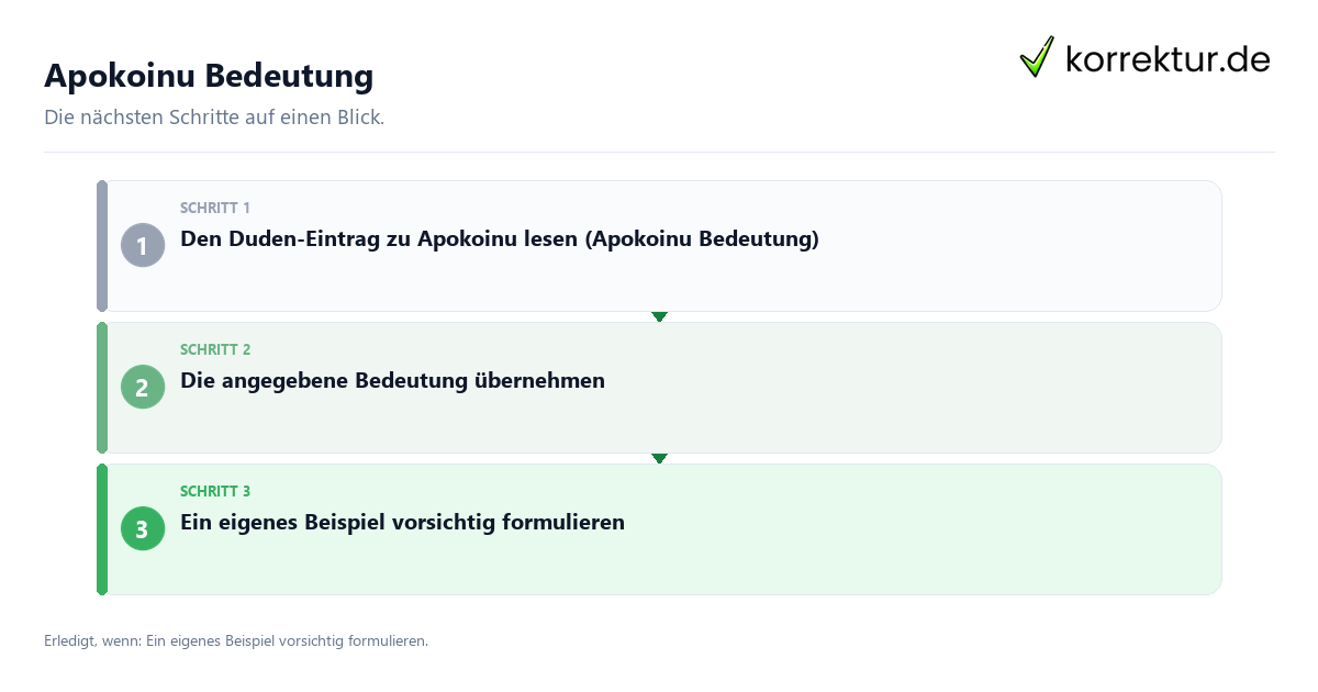 Apokoinu Bedeutung mit einem Ablauf aus Prüfung, Kontakt und Dokumentation