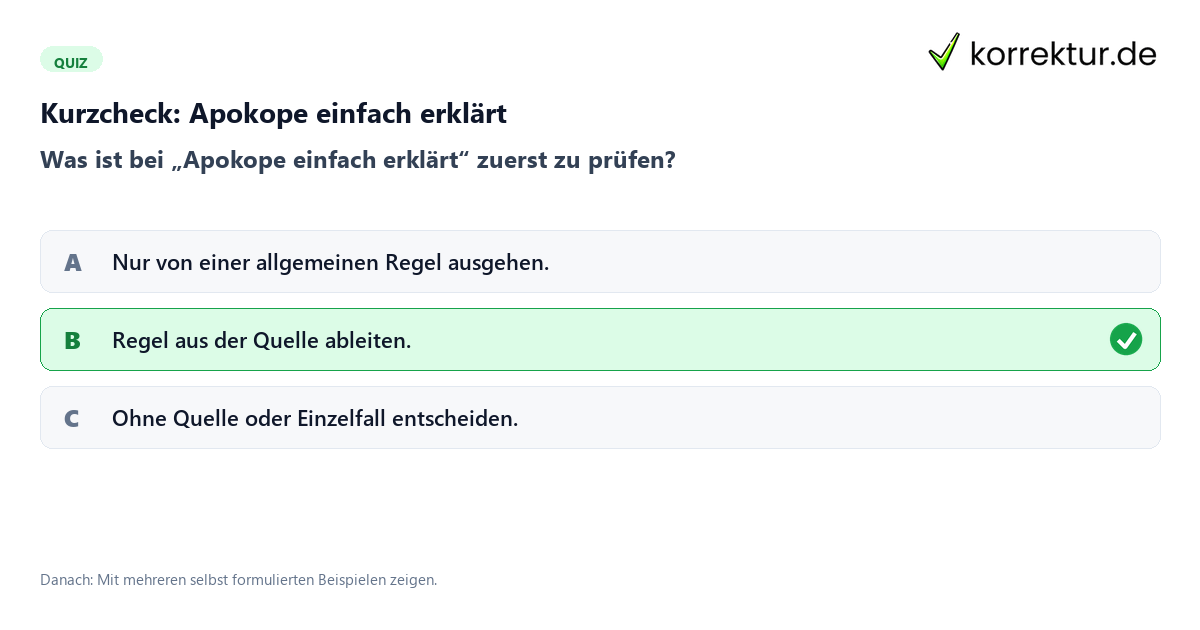 Apokope einfach erklärt mit einem Kurzquiz zum sinnvollen nächsten Schritt