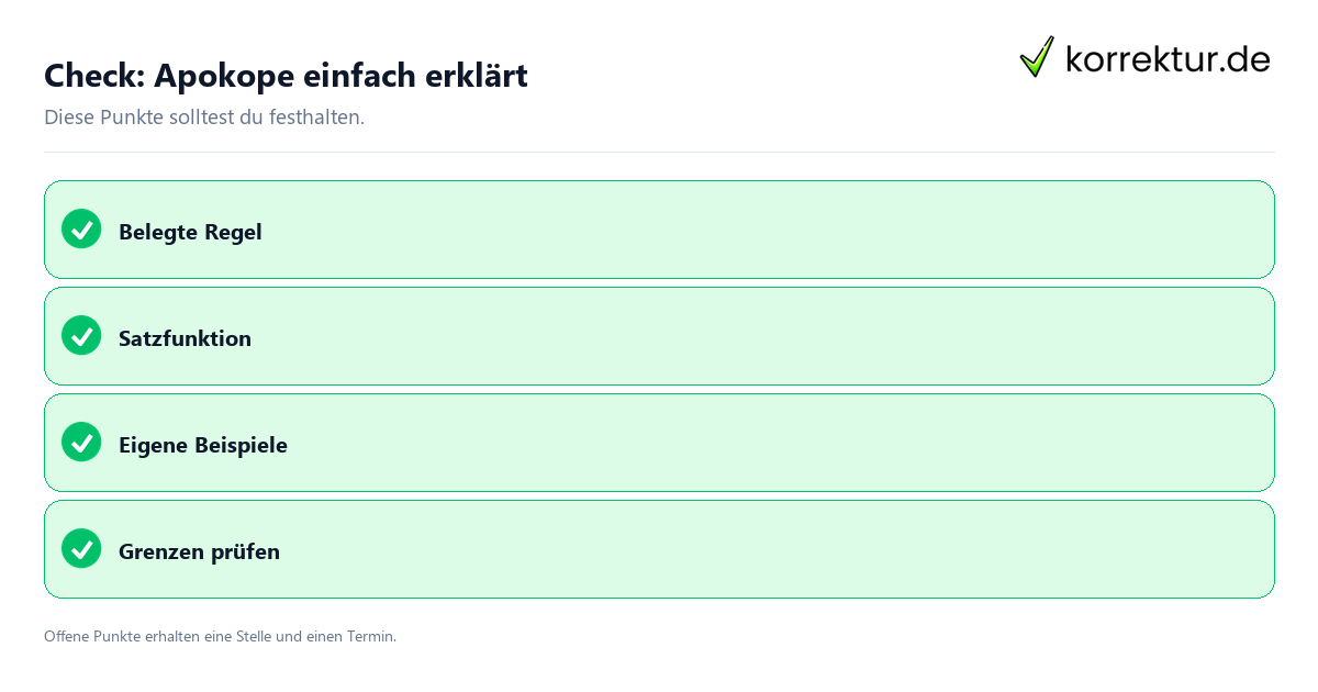 Apokope einfach erklärt mit Checkliste für Unterlagen und nächste Schritte