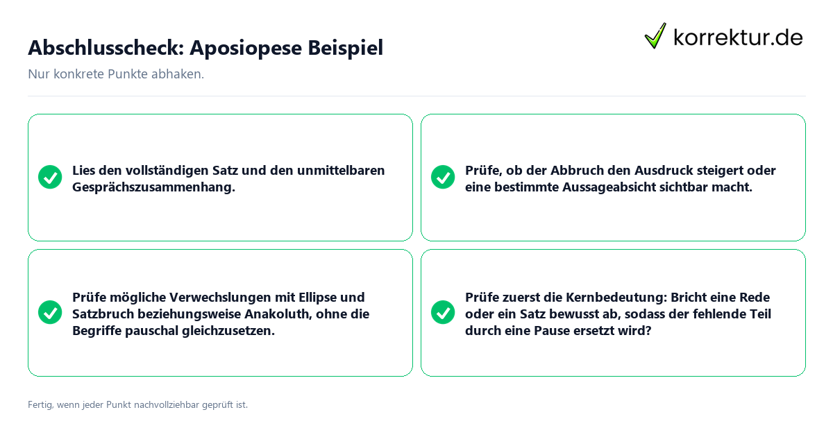 Konkreter Abschlusscheck zu Aposiopese Beispiel