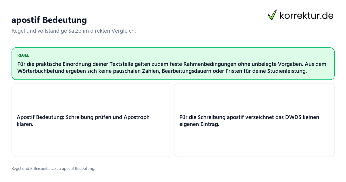 Konkrete Regel und vollständige Beispielsätze zu apostif Bedeutung