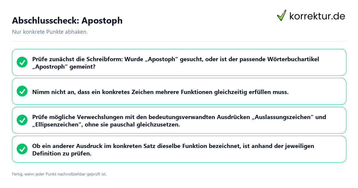 Konkreter Abschlusscheck zu Apostoph