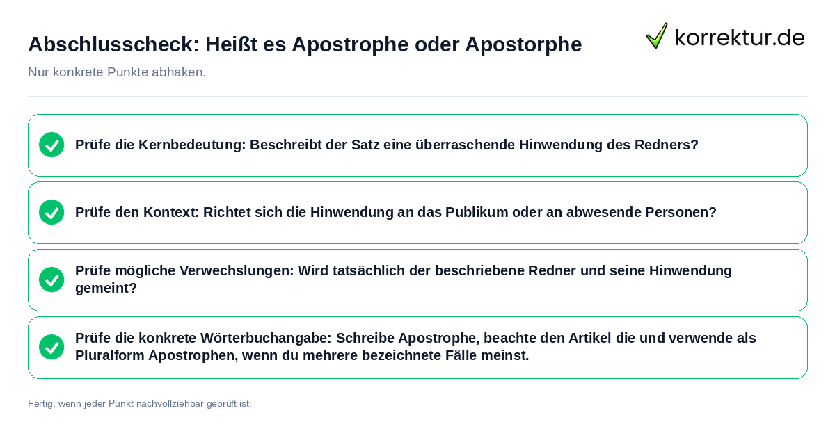 Konkreter Abschlusscheck zu Heißt es Apostrophe oder Apostorphe