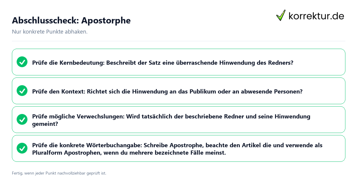 Konkreter Abschlusscheck zu Apostorphe