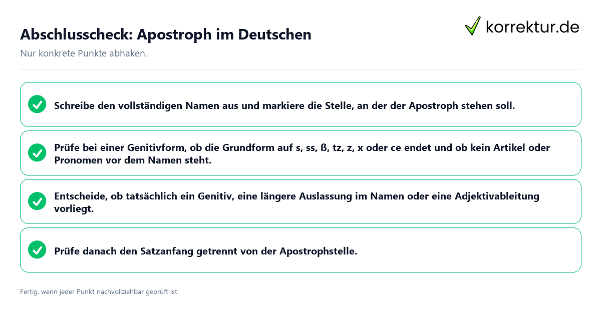 Konkreter Abschlusscheck zu Apostroph im Deutschen