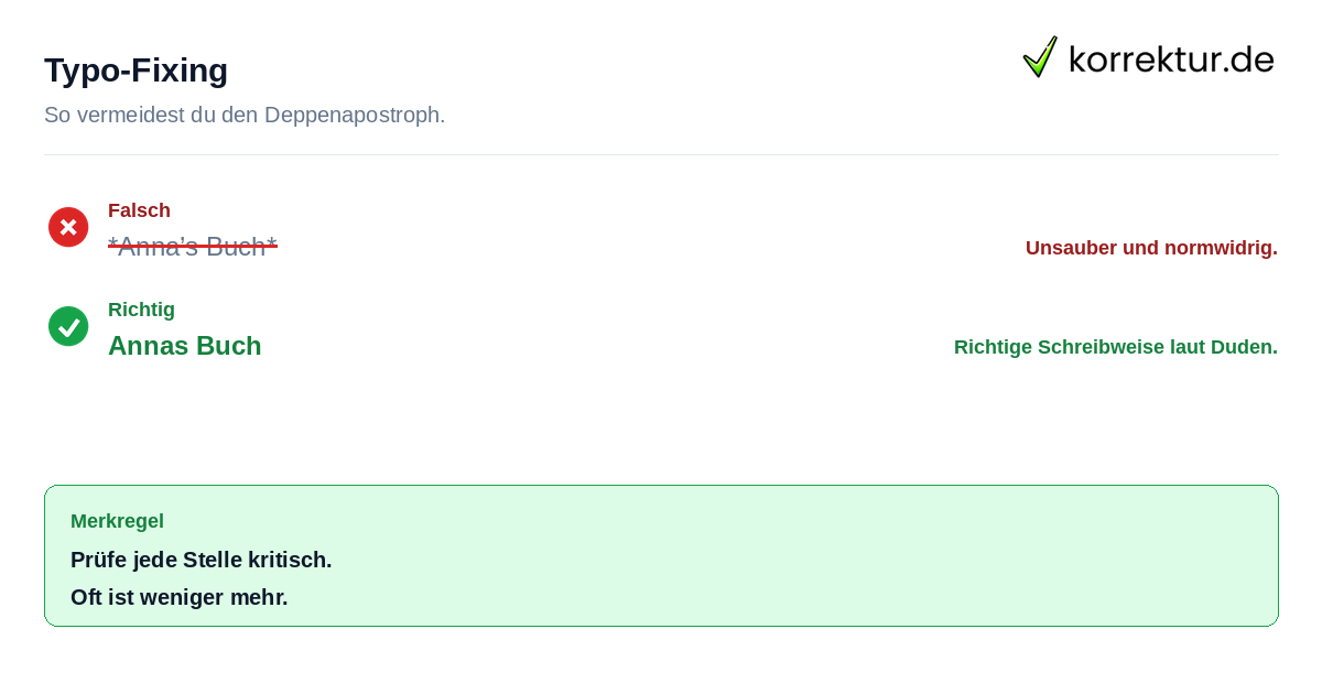 Typo-Fixing Rotstiftnotiz zur Korrektur des Fehlers Anna's Buch