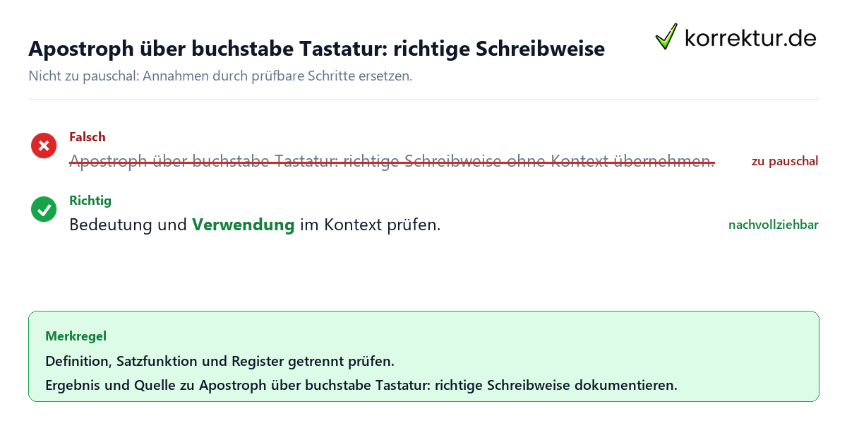 Ungeeignete und belastbare Vorgehensweise bei Apostroph über buchstabe Tastatur: richtige Schreibweise