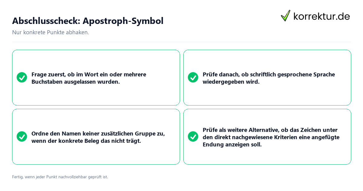 Abschlusscheck: Apostroph-Symbol Konkreter Abschlusscheck zu Apostroph-Symbol