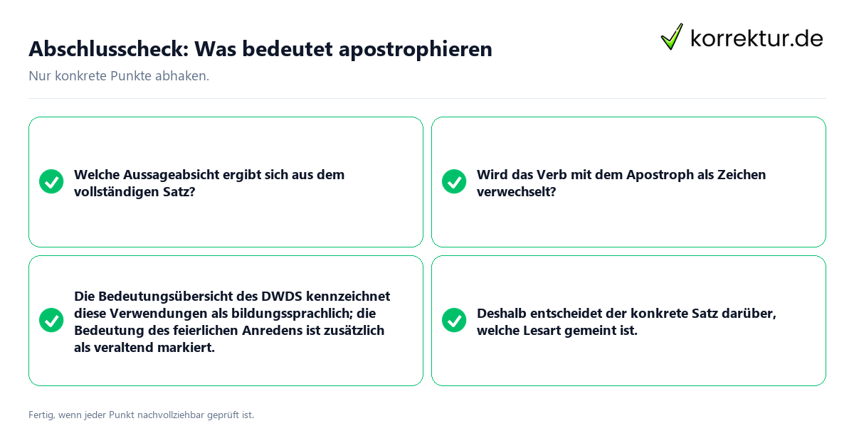 Abschlusscheck: Was bedeutet apostrophieren Konkreter Abschlusscheck zu Was bedeutet apostrophieren