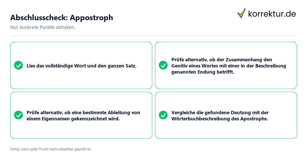 Abschlusscheck: Appostroph Konkreter Abschlusscheck zu Appostroph