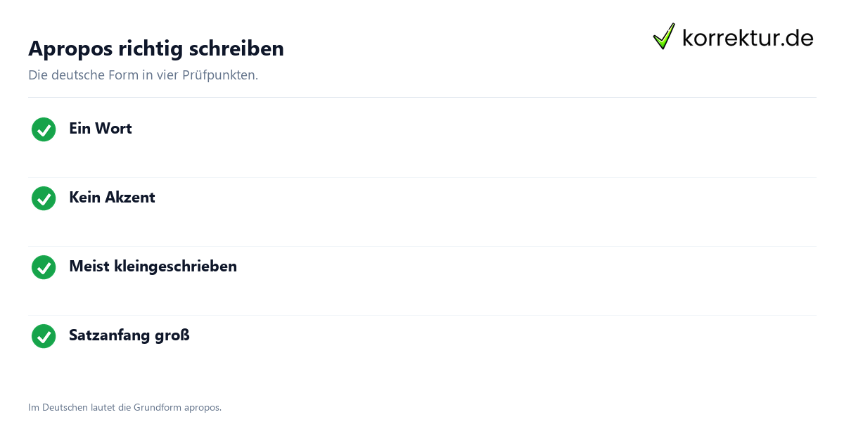 Apropos oder a propos prüfen