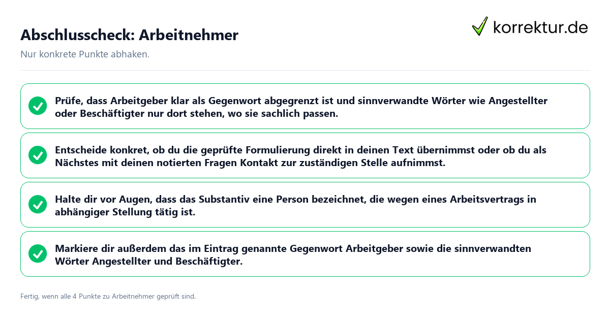 Konkreter Abschlusscheck zu Arbeitnehmer