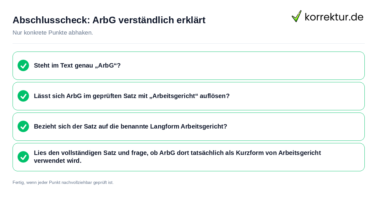 Konkreter Abschlusscheck zu ArbG verständlich erklärt