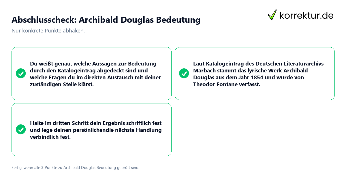Konkreter Abschlusscheck zu Archibald Douglas Bedeutung