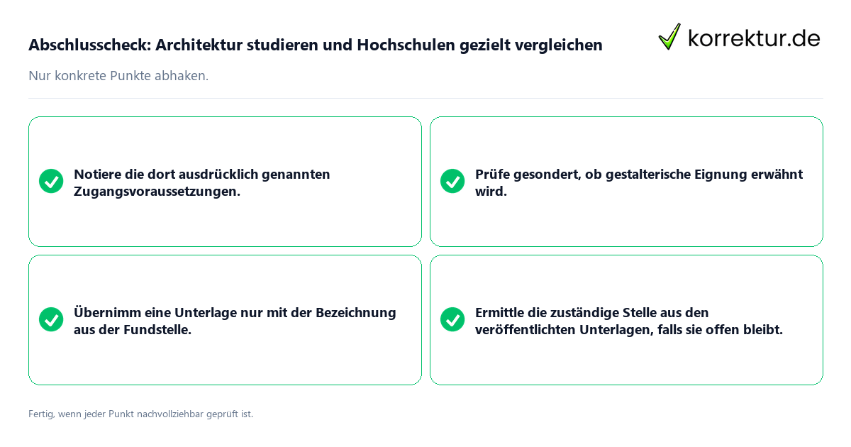 Abschlusscheck: Architektur studieren und Hochschulen gezielt vergleichen Konkreter Abschlusscheck zu Architektur studieren und Hochschulen gezielt vergleichen