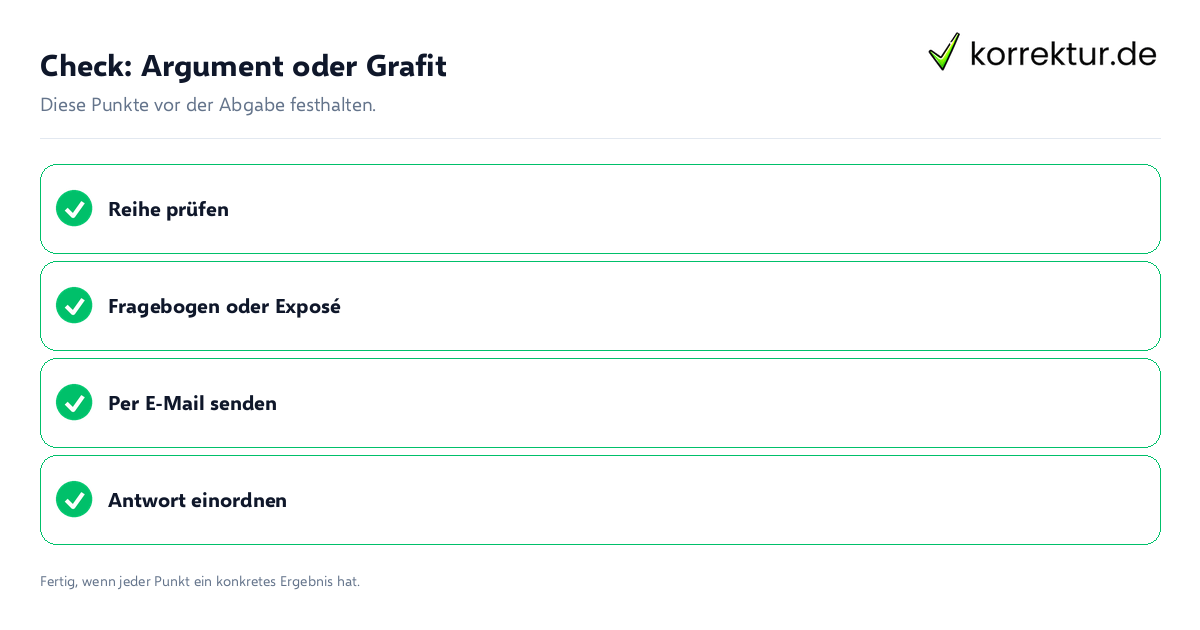 Check: Argument oder Grafit Argument oder Grafit: Prüfliste mit vier Punkten