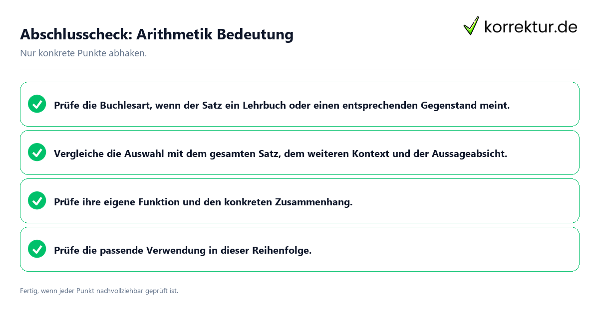 Konkreter Abschlusscheck zu Arithmetik Bedeutung