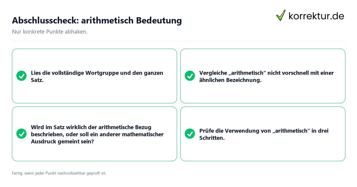 Konkreter Abschlusscheck zu arithmetisch Bedeutung