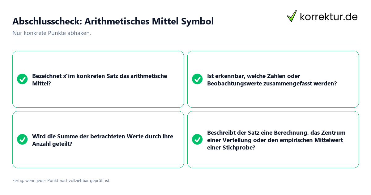 Konkreter Abschlusscheck zu Arithmetisches Mittel Symbol