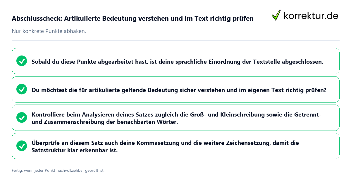 Konkreter Abschlusscheck zu Artikulierte Bedeutung verstehen und im Text richtig prüfen