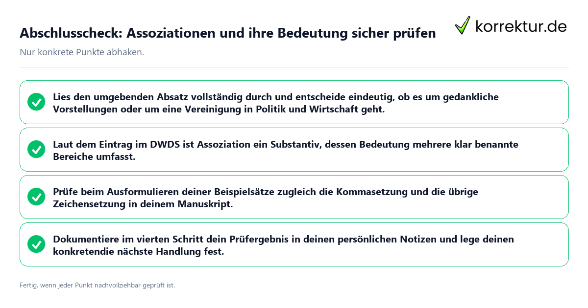 Abschlusscheck: Assoziationen und ihre Bedeutung sicher prüfen Konkreter Abschlusscheck zu Assoziationen und ihre Bedeutung sicher prüfen