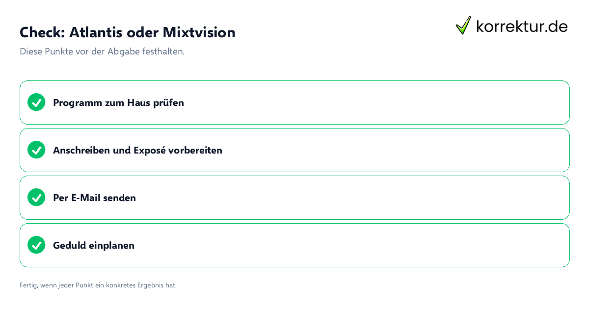 Check: Atlantis oder Mixtvision Atlantis oder Mixtvision: Prüfliste mit vier Punkten