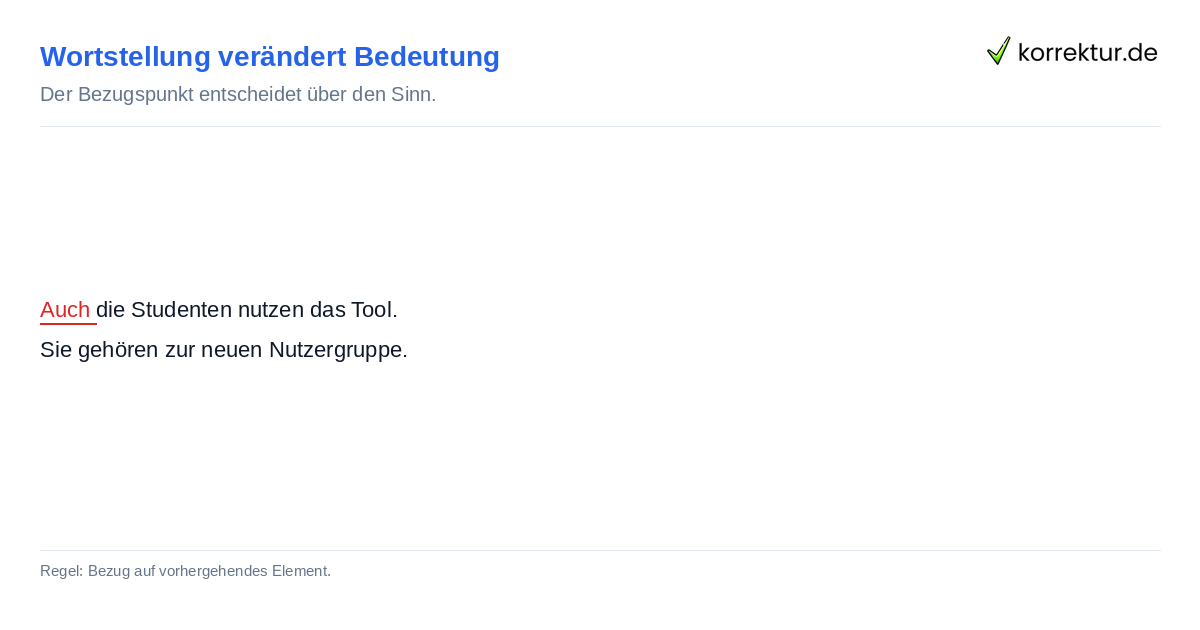Beispiel für die Stellungsregel bei Auch