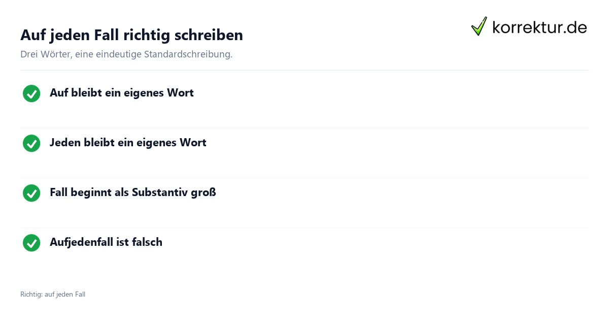 Auf jeden Fall richtige Schreibweise