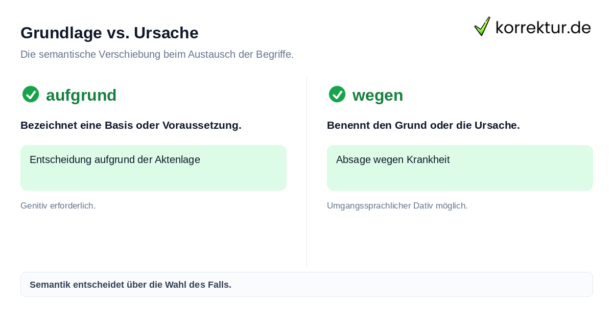 Unterschied zwischen aufgrund und wegen bei Synonymsuche