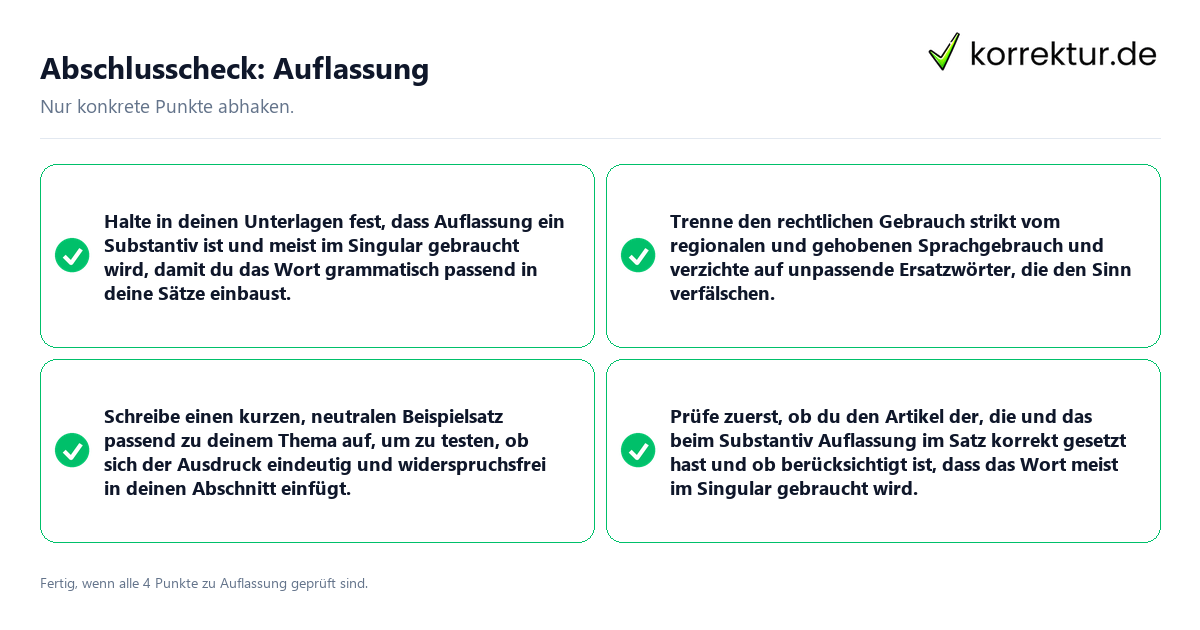Konkreter Abschlusscheck zu Auflassung