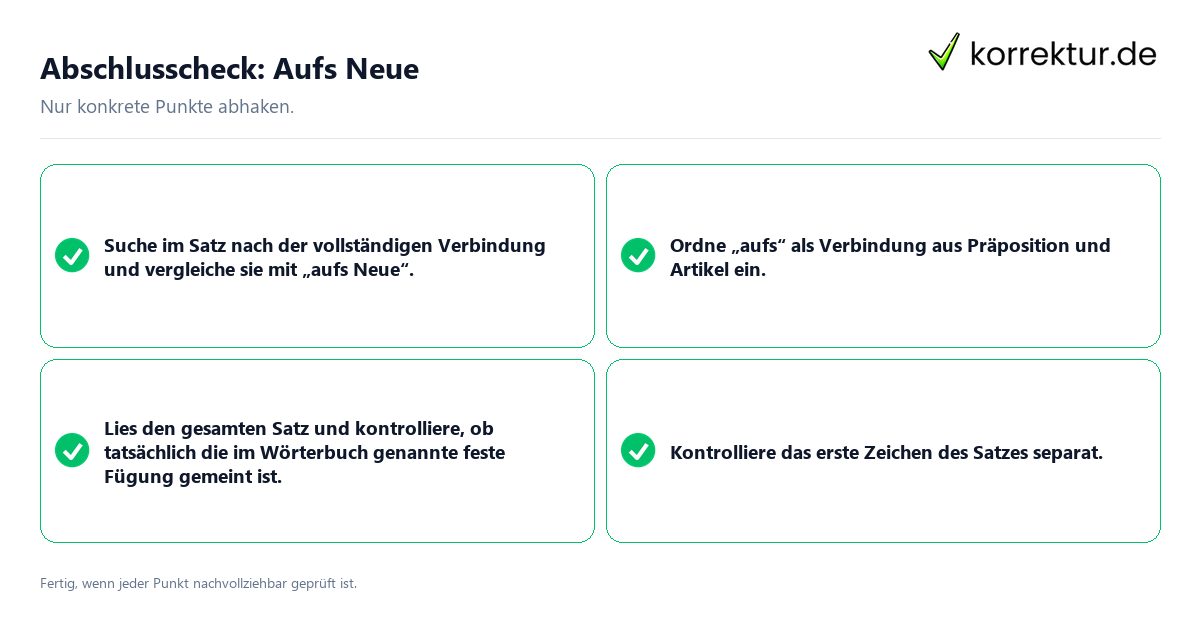 Abschlusscheck: Aufs Neue Konkreter Abschlusscheck zu Aufs Neue