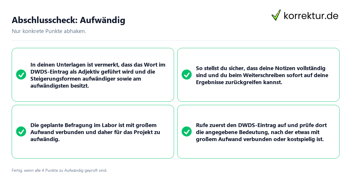Konkreter Abschlusscheck zu Aufwändig