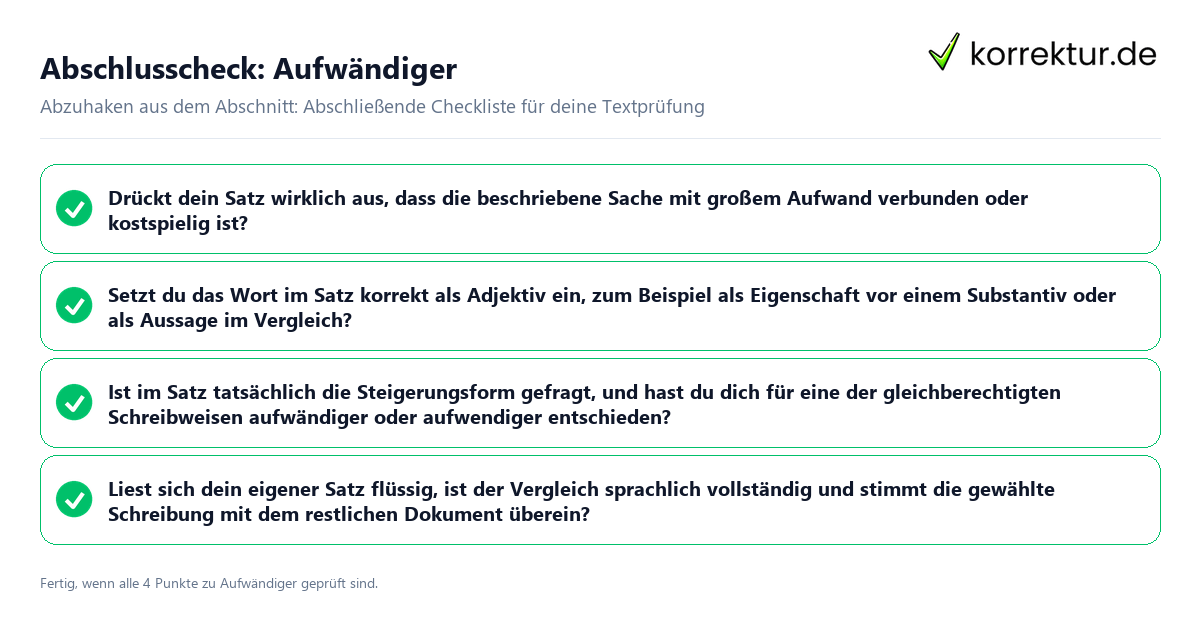 Konkreter Abschlusscheck zu Aufwändiger