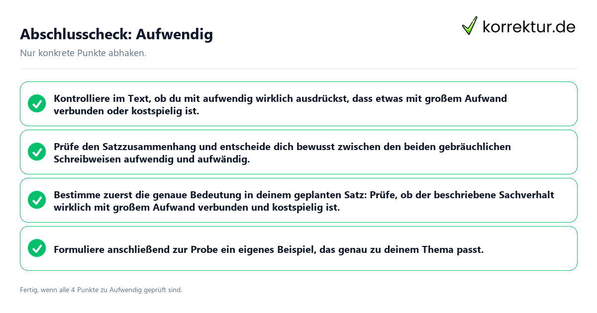 Abschlusscheck: Aufwendig Konkreter Abschlusscheck zu Aufwendig