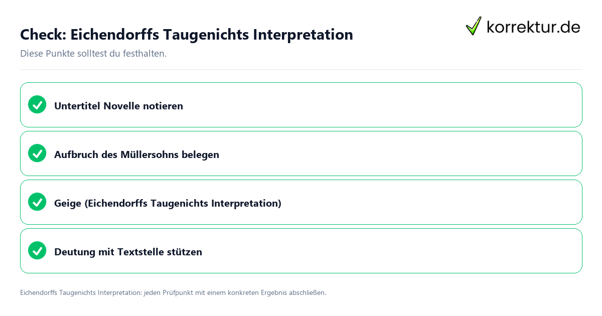 Eichendorffs Taugenichts Interpretation mit einer themenspezifischen Checkliste