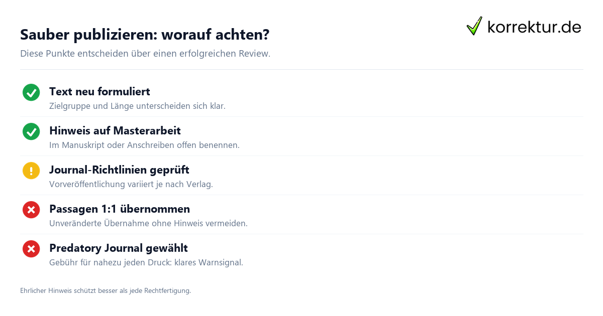 Paper aus der Masterarbeit: Checkliste zu Selbstplagiat und Co-Autorschaft