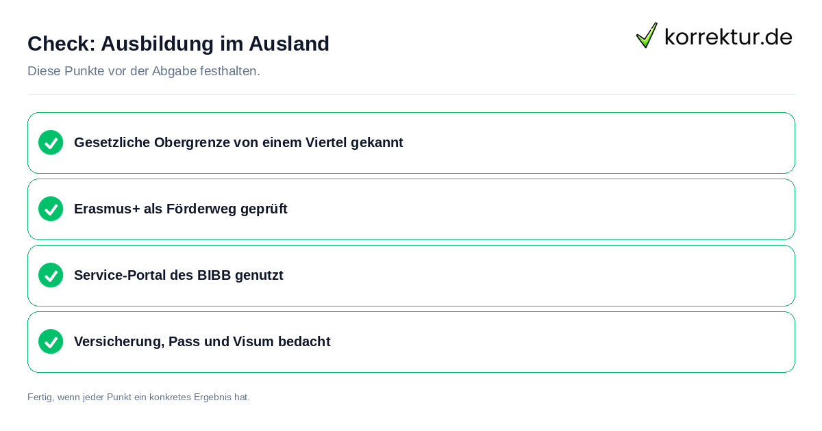 Ausbildung im Ausland: Prüfliste mit vier Punkten
