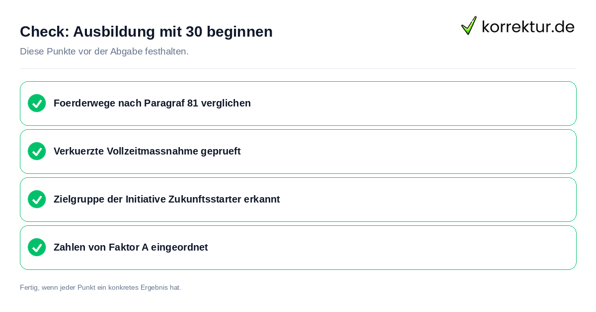 Check: Ausbildung mit 30 beginnen Ausbildung mit 30 beginnen: Prüfliste mit vier Punkten