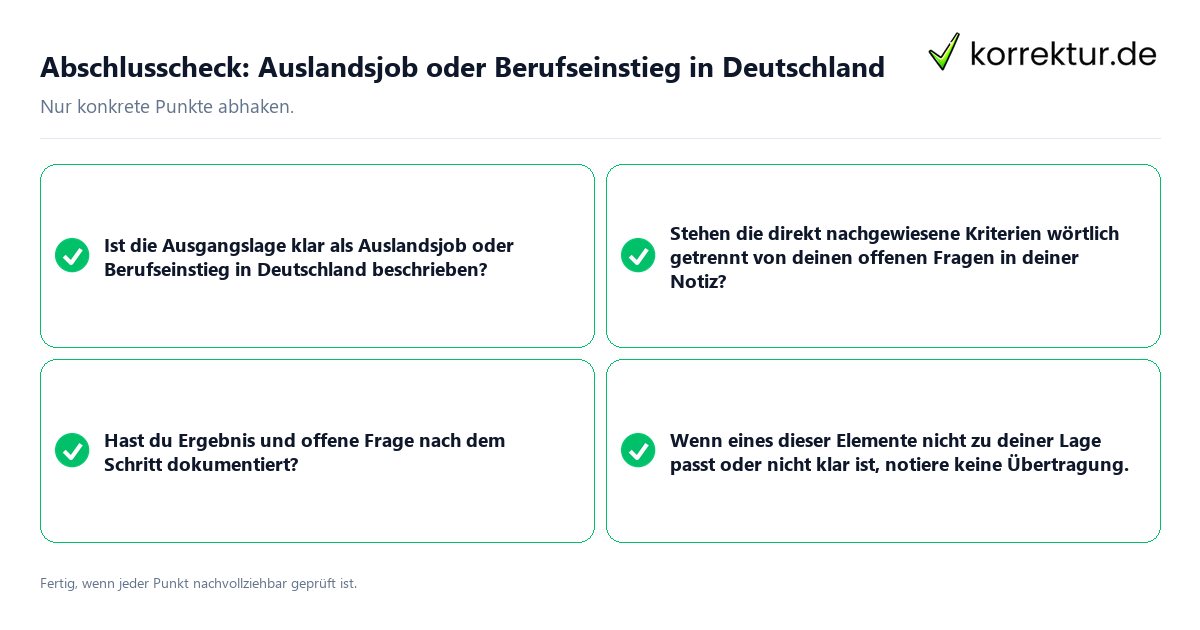 Konkreter Abschlusscheck zu Auslandsjob oder Berufseinstieg in Deutschland
