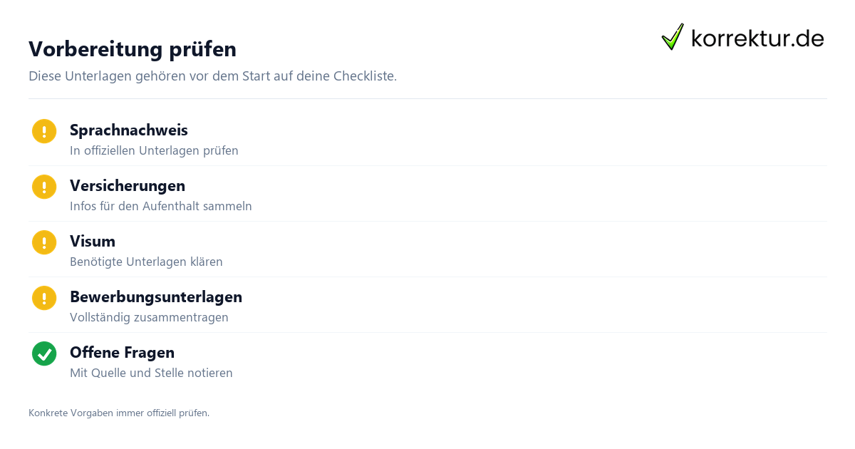 Vorbereitung prüfen Auslandssemester strukturiert vorbereiten mit Checkliste für Unterlagen