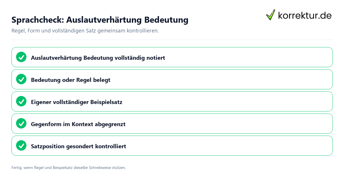 Sprachcheck: Auslautverhärtung Bedeutung Konkreter Sprachcheck zu Auslautverhärtung Bedeutung mit Regel und vollständigem Beispielsatz